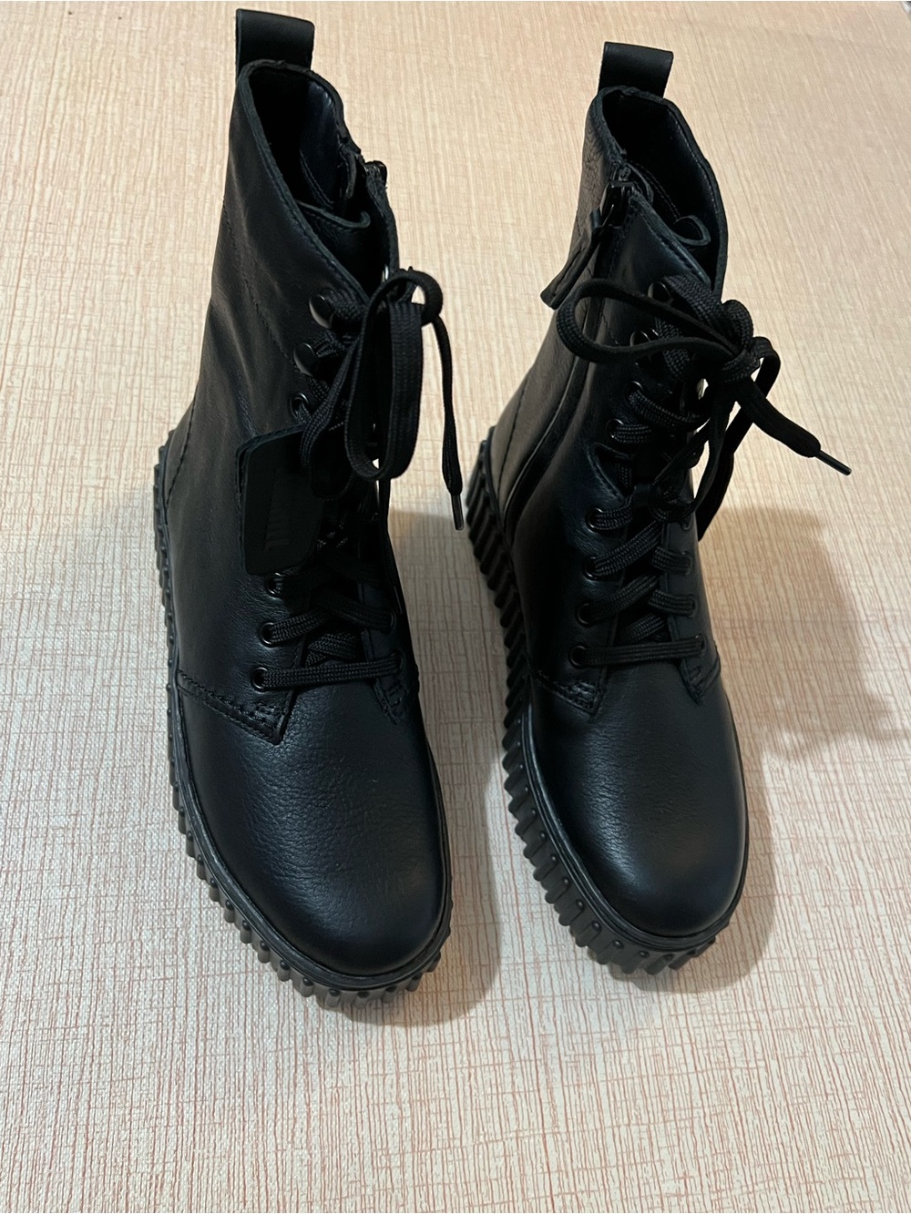 Clarks Black Leather Lace-Up Combat Boots